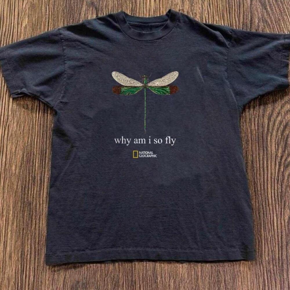 Gildan Men Black T-Shirt, National Geographic Black Dragonfly T-Shirt